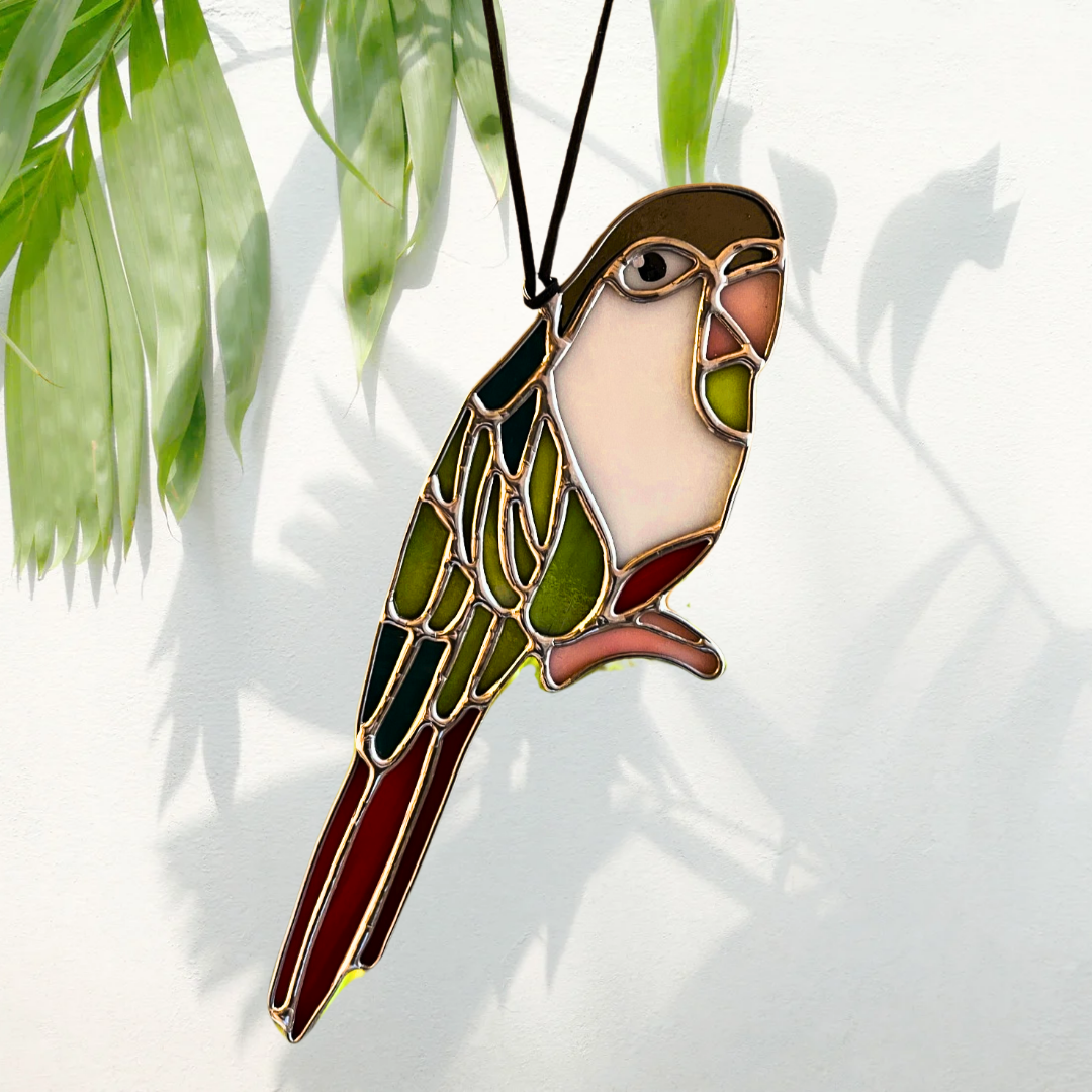 Green Cheeked Conure Parakeet Stained Glass Suncatcher