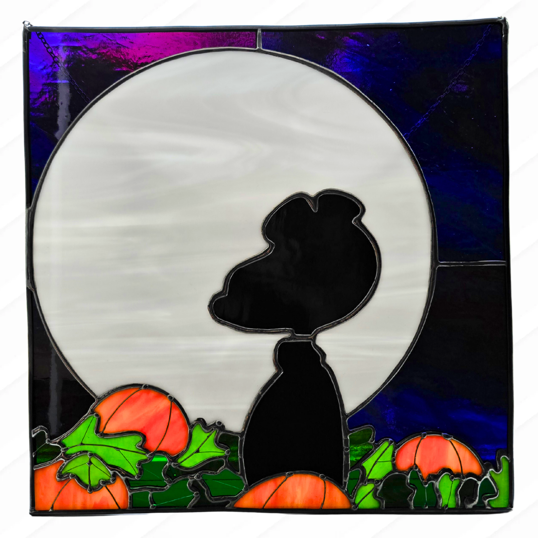 Snoopy Charlie Brown Inspired Stained Glass Suncatcher Halloween