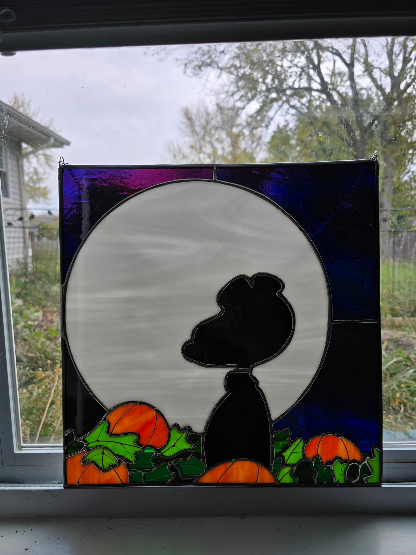 Snoopy Charlie Brown Inspired Stained Glass Suncatcher Halloween