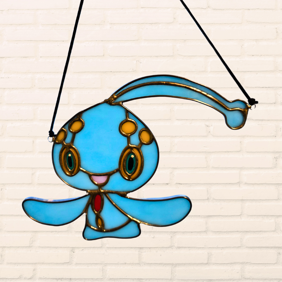Pokémon Manaphy Inspired Stained Glass Suncatcher