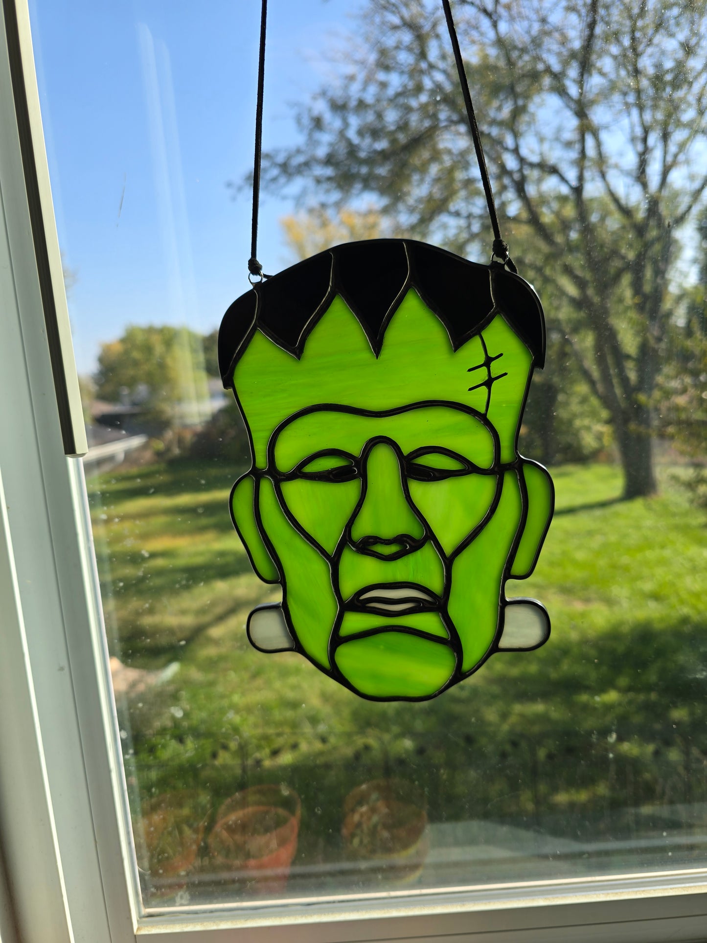 Frankenstein Stained Glass Halloween Fall Suncatcher