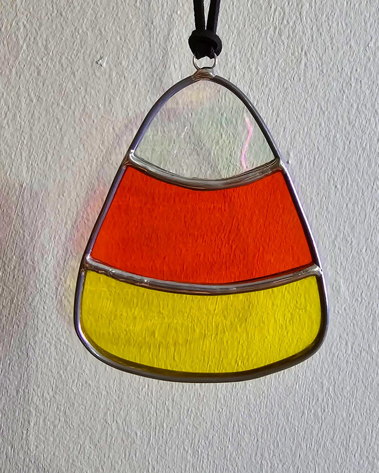 Candy Corn Glass Halloween Stained Glass Suncatcher