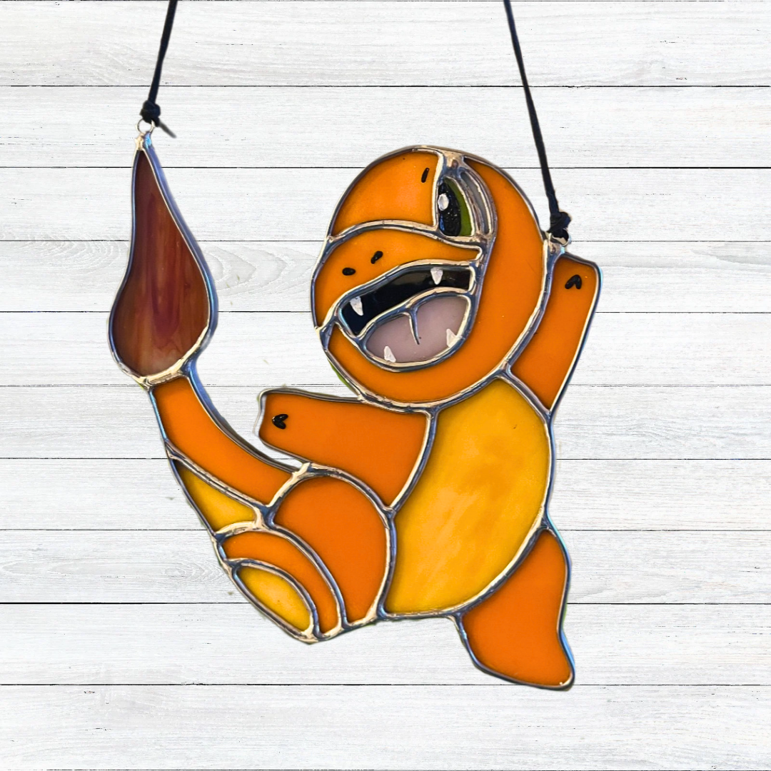 Charmander Inspired Stained Glass Suncatcher or Nightlight