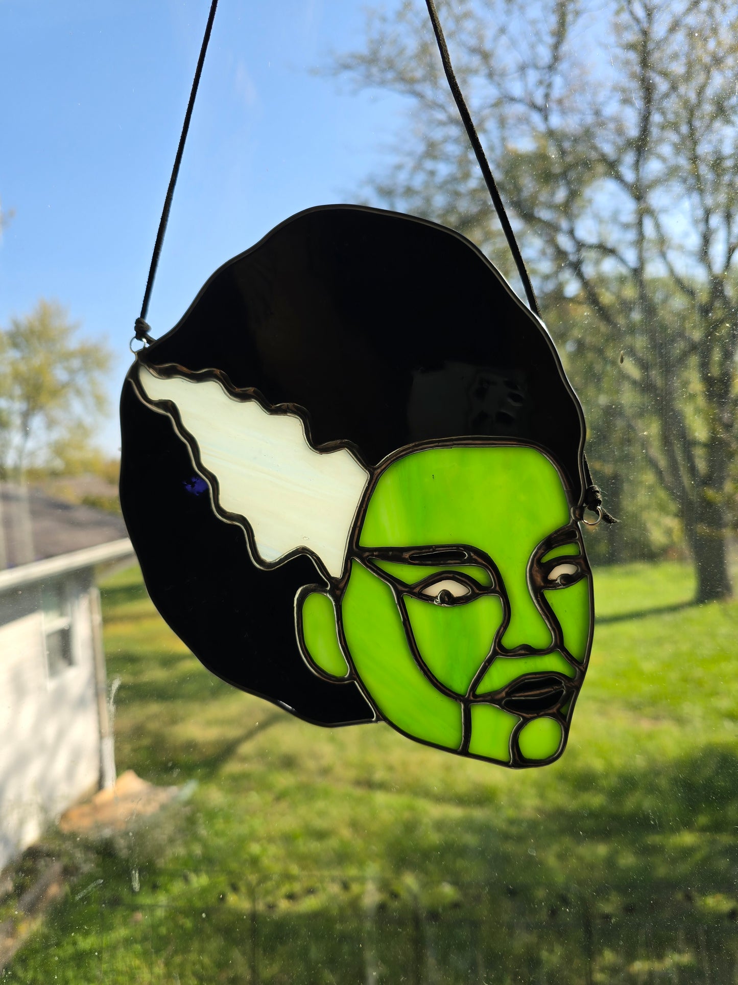 Bride of Frankenstein Stained Glass Halloween Fall Suncatcher