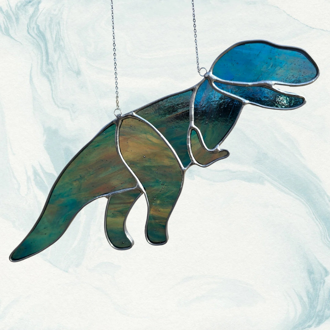 Tyrannosaurus Rex T-Rex Dinosaur Stained Glass Suncatcher or Nightlight