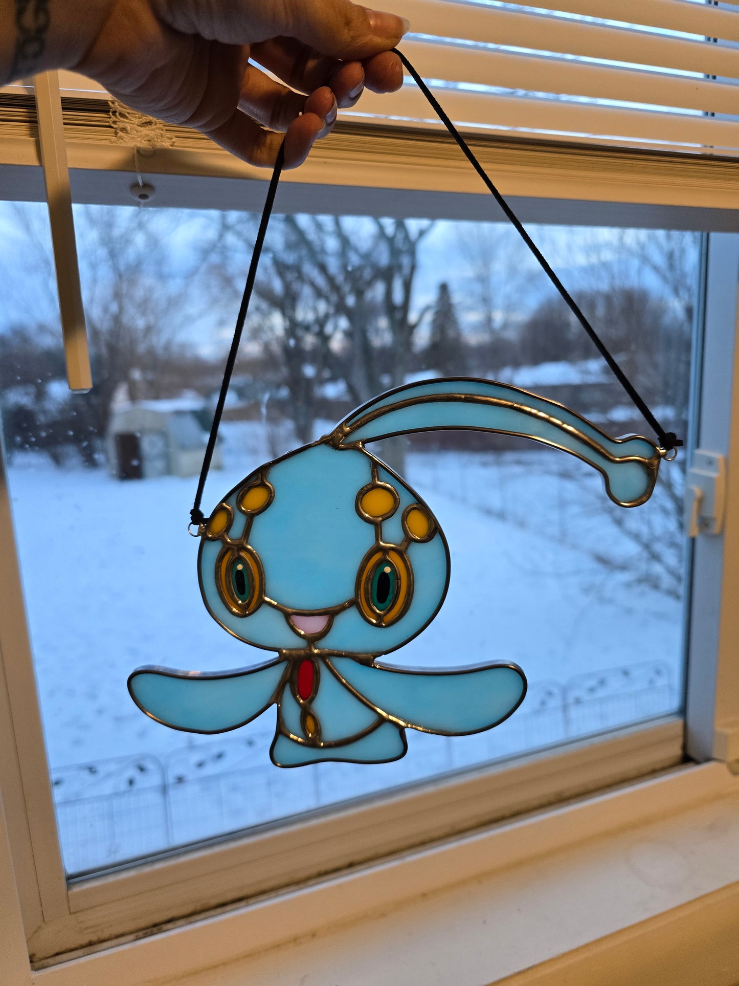 Pokémon Manaphy Inspired Stained Glass Suncatcher