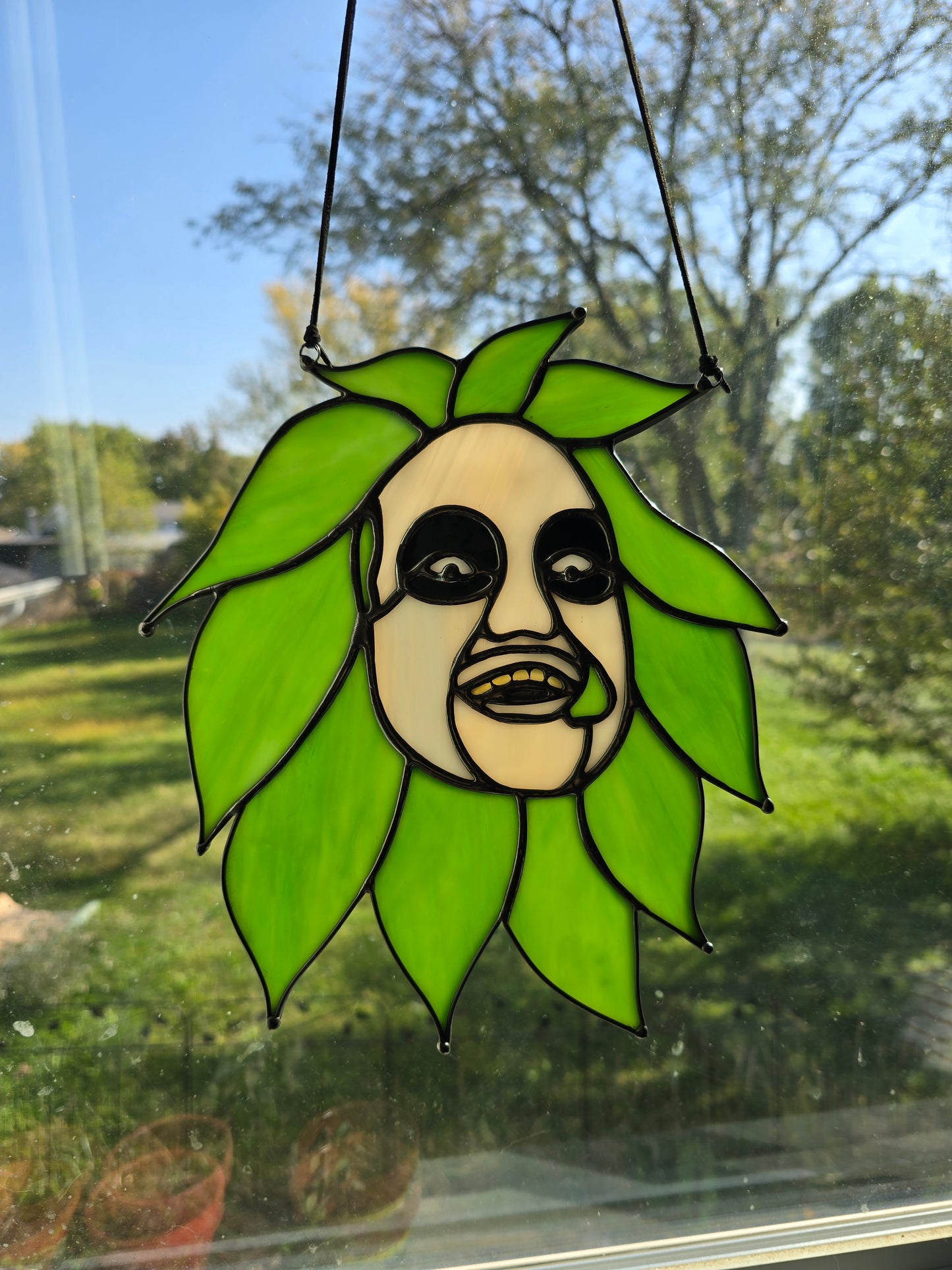 Beetle Juice Stained Glass Halloween Fall Suncatcher