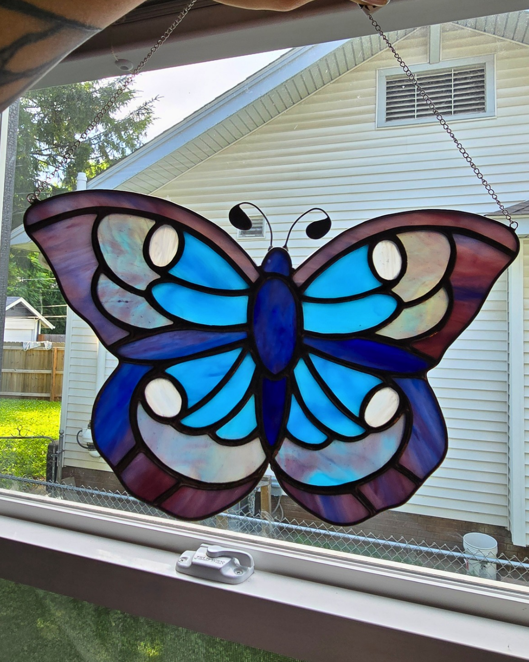 Butterfly Blue Purple Stained Glass Suncatcher