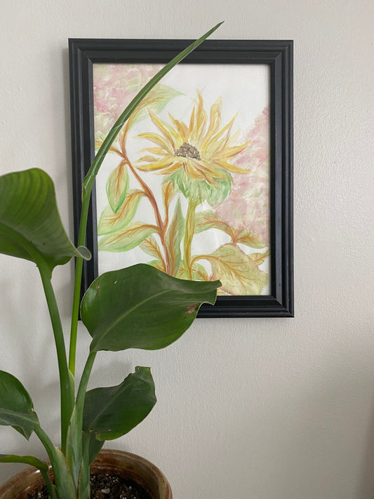 Abstract Watercolor Sunflower Painting