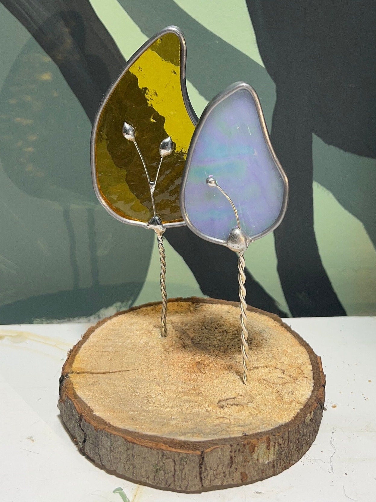 Happy Little Tree Stained Glass Suncatcher Sculptures