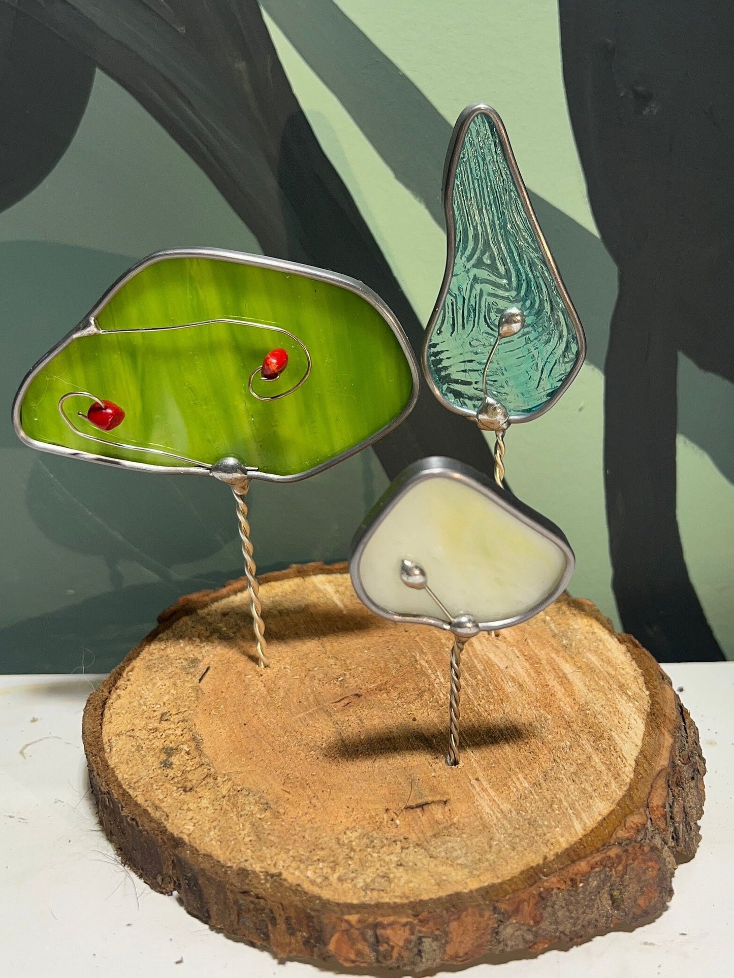 Happy Little Tree Stained Glass Suncatcher Sculptures