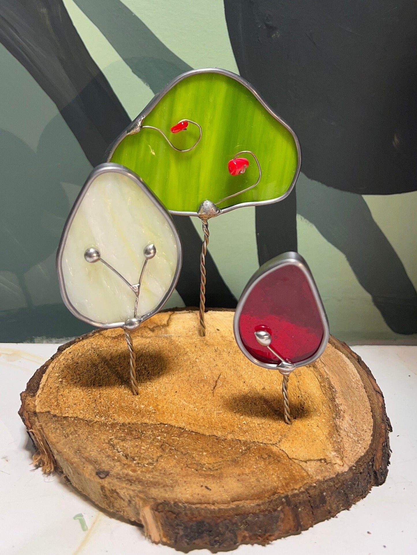 Happy Little Tree Stained Glass Suncatcher Sculptures