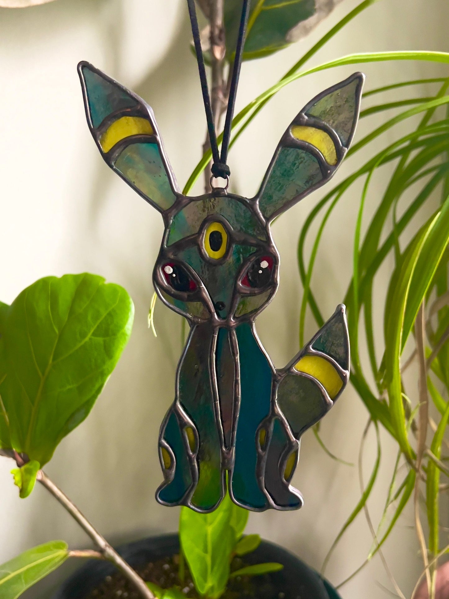 Umbreon Inspired Eeveelution Stained Glass Suncatcher or Nightlight