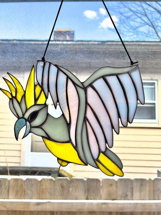 Cockatoo Bird Stained Glass Suncatcher